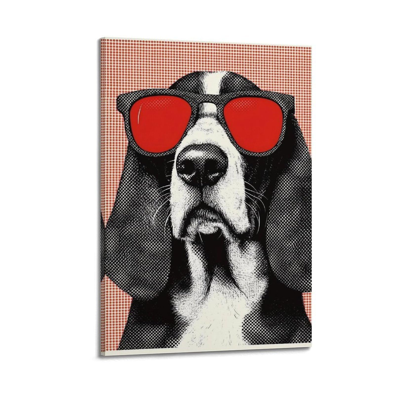JUWRHRHHRH Funny Dog Poster Canvas Aesthetic Wall Art Painting Decor for Living Room Bed Room 20x30inch(50x75cm) Frame-style