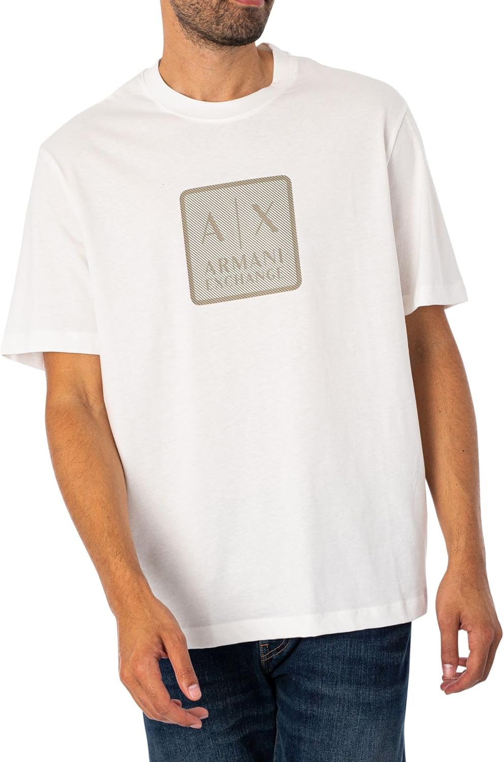 Armani Exchange Mens Square Logo Regular Fit Heavy Jersey Tee - Image 2