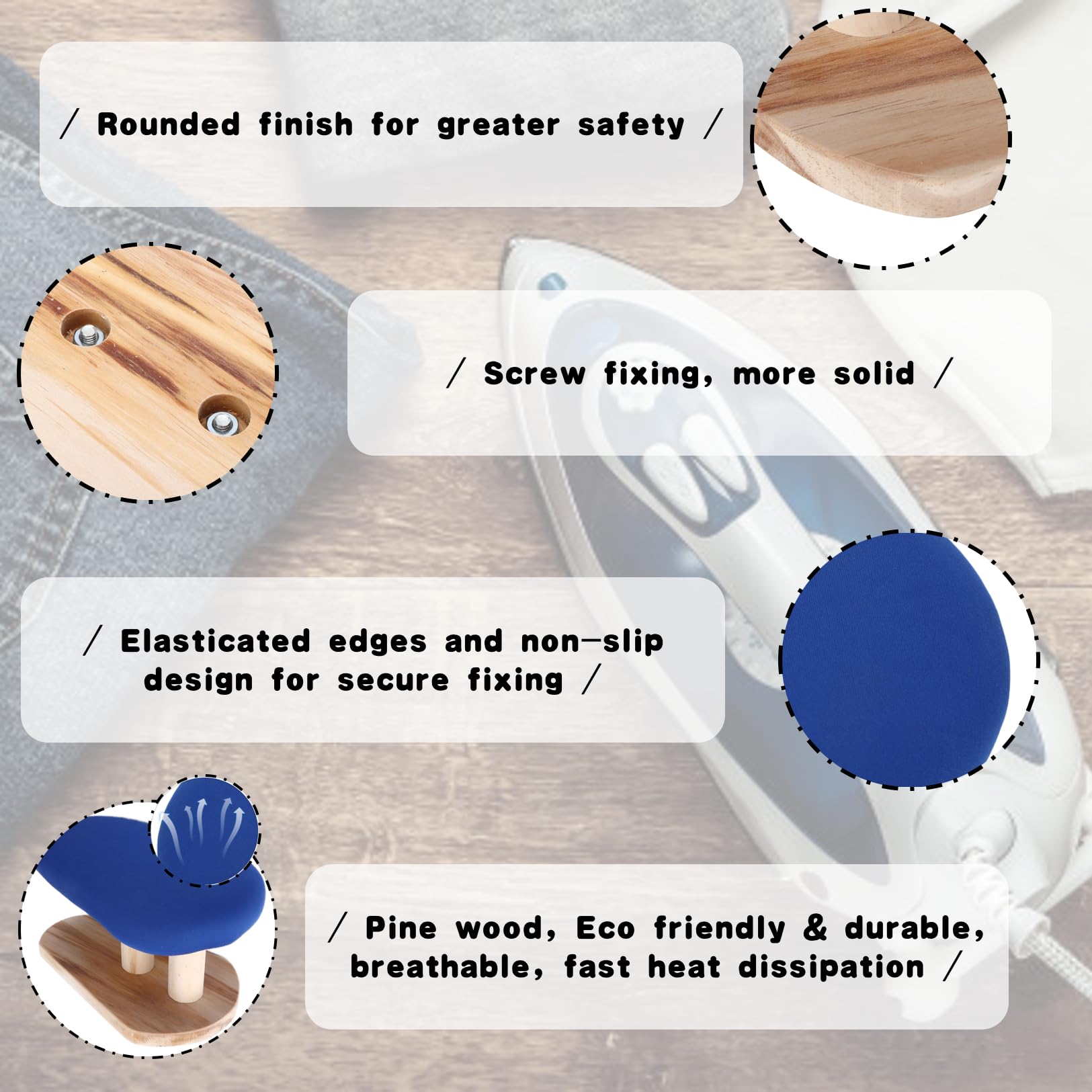 Ironing Board, Flexible Steam Iron Rest, Ironing Board Elastic Edge Rounded Stable EcoFriendly Ironing Table for Sewing Craft Rooms or Home (Square Ironing Stool)