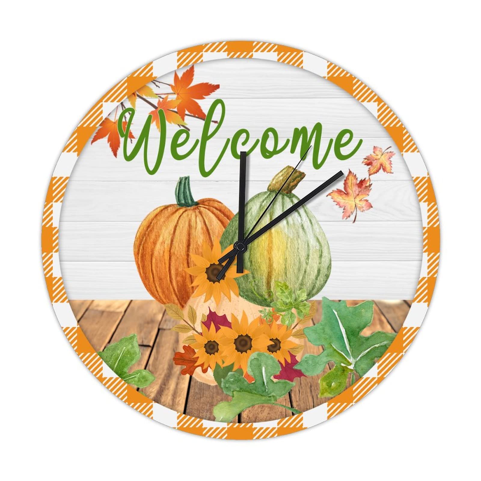 Horloge en bois citrouilles pour une déco murale d'automne chaleureuse