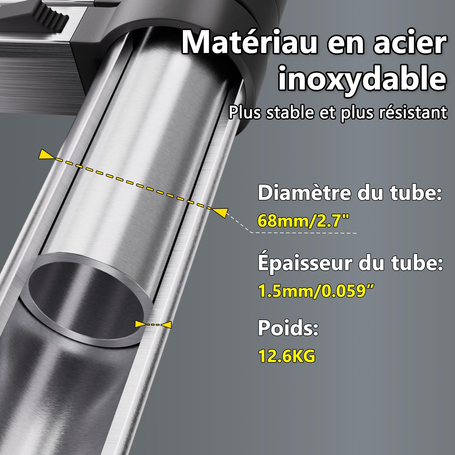 Échelle Télescopique 3,8m en Acier Inoxydable, Échelle Extensible avec Pieds Antidérapants, Échelle Portable à Hauteur Réglable pour Grenier, Toiture, Camping-Car, Décoration et Entretien