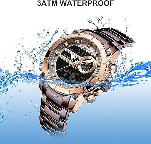 Miniatura 5 de NAVIFORCE Reloj para hombre de doble pantalla digital de cuarzo multifuncional de acero inoxidable