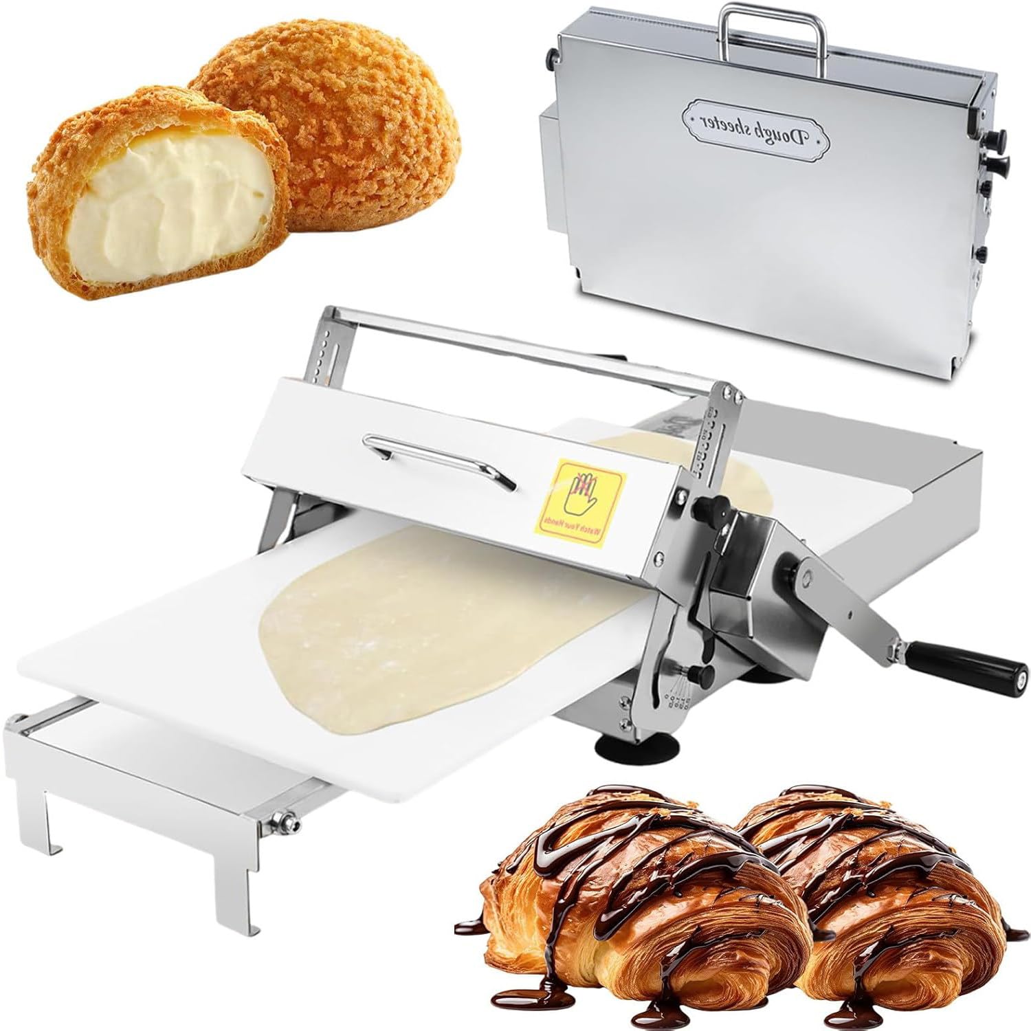 400 ręczny wałek do ciasta ze stali nierdzewnej, składany, z regulacją grubości, deska do laminowania, do pizzy, rogalików, ciast, kremówek.