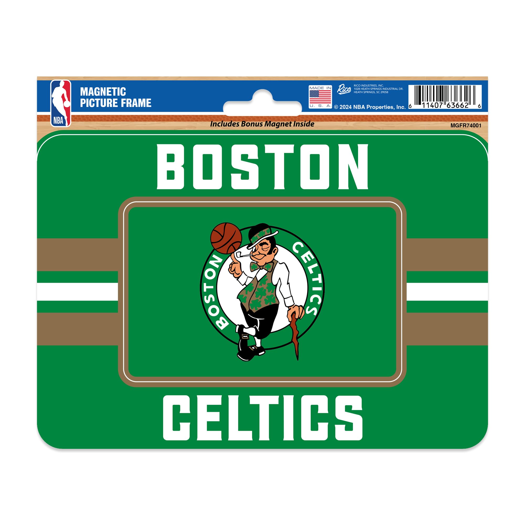Cadre photo Boston Celtics NBA et aimants Rico Industries pour réfrigérateur