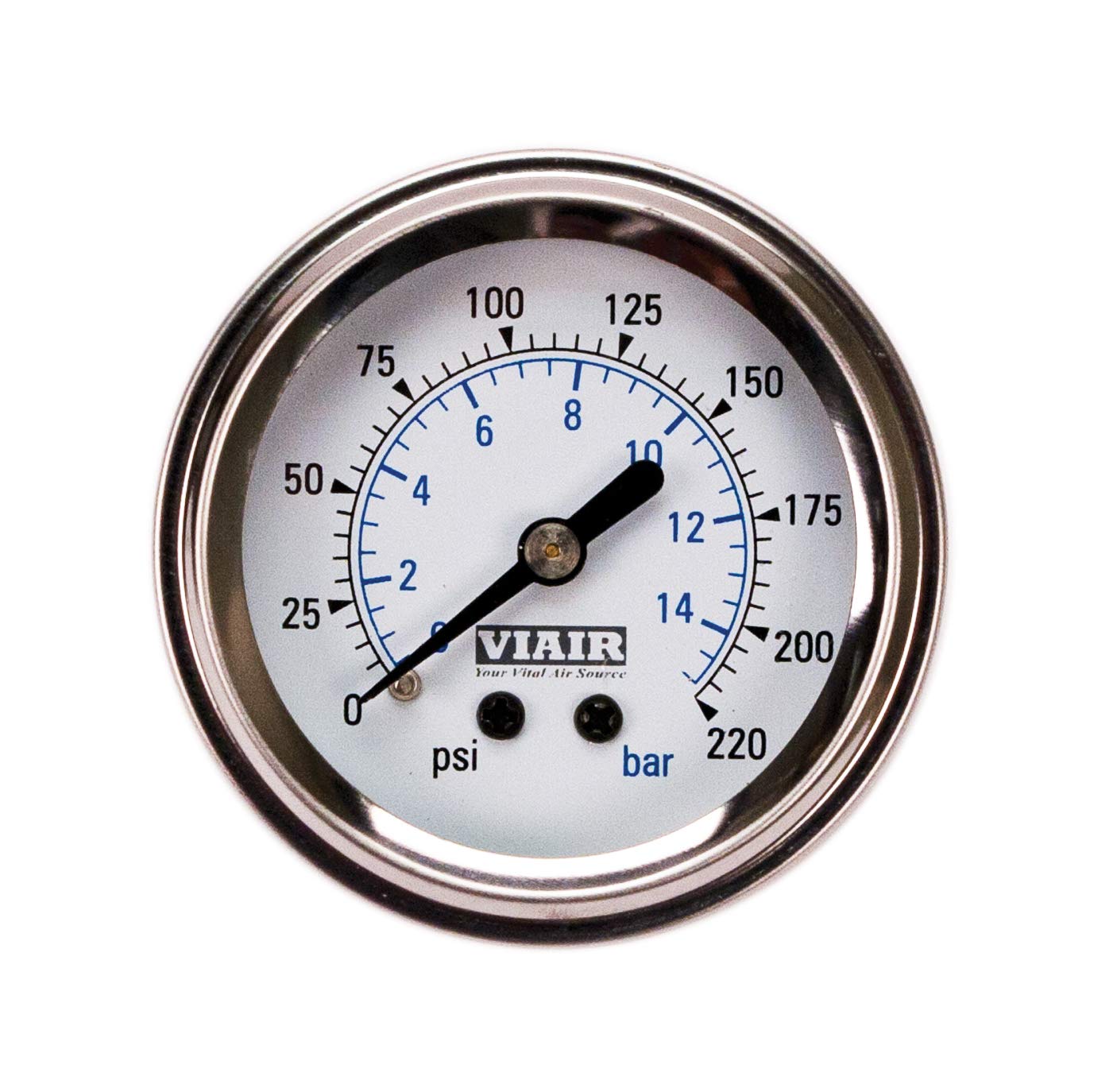 Viair 90087 2.0" White Face Illuminated Single Needle Gauge