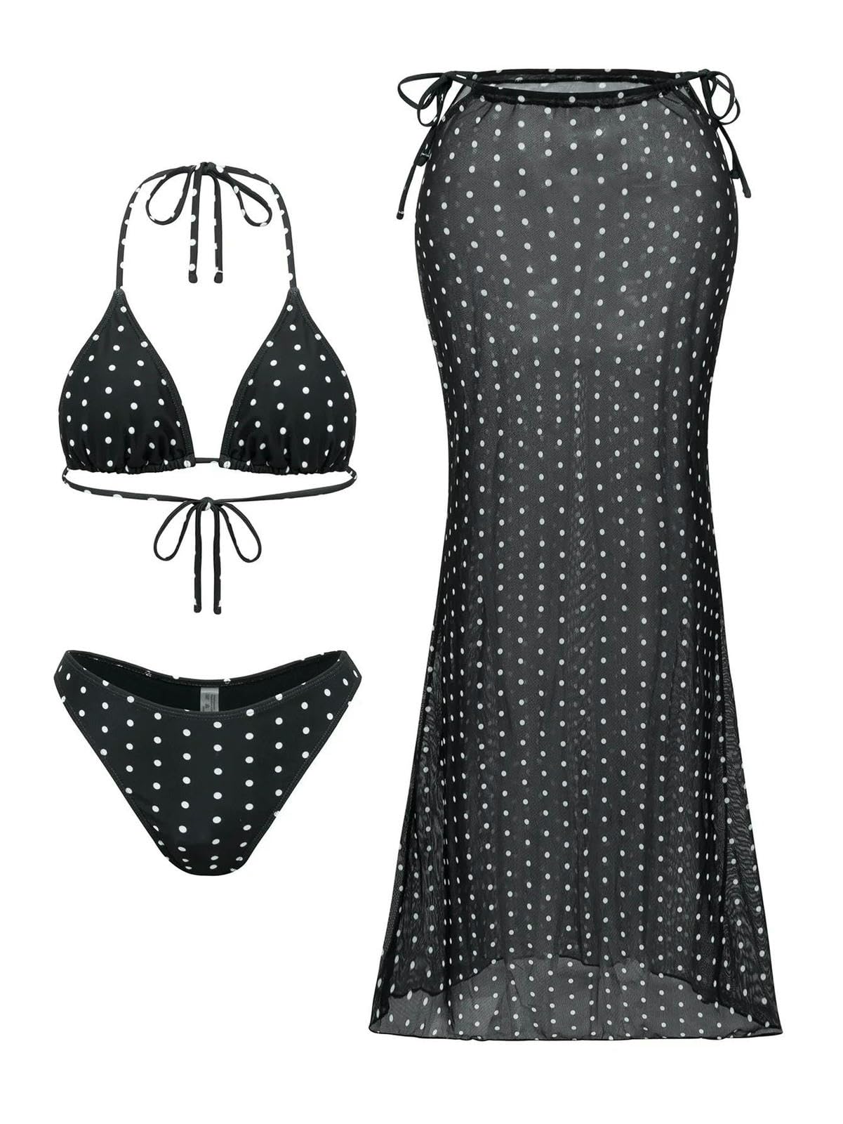 Bikini zèbre dos nu effet drapé avec haut triangle et jupe maxi assortie