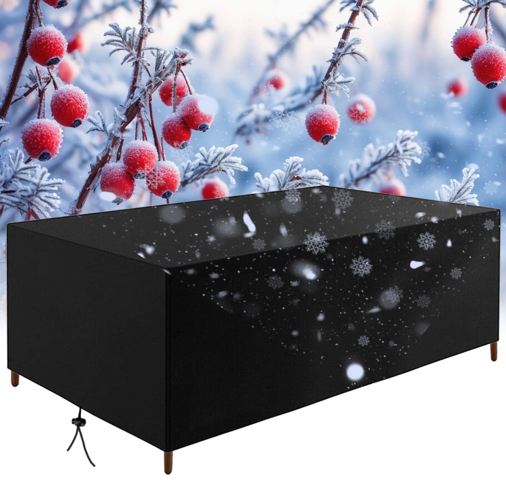 OUZUIU Winter Waterproof Outdoor Garden Furniture Covers 110x55x45cm/LxWxH 420d Oxford Fabric Patio Patio Table Cover, Tear, Fade Resistant Cold, Rain and Windproof for Garden Table & Chairs