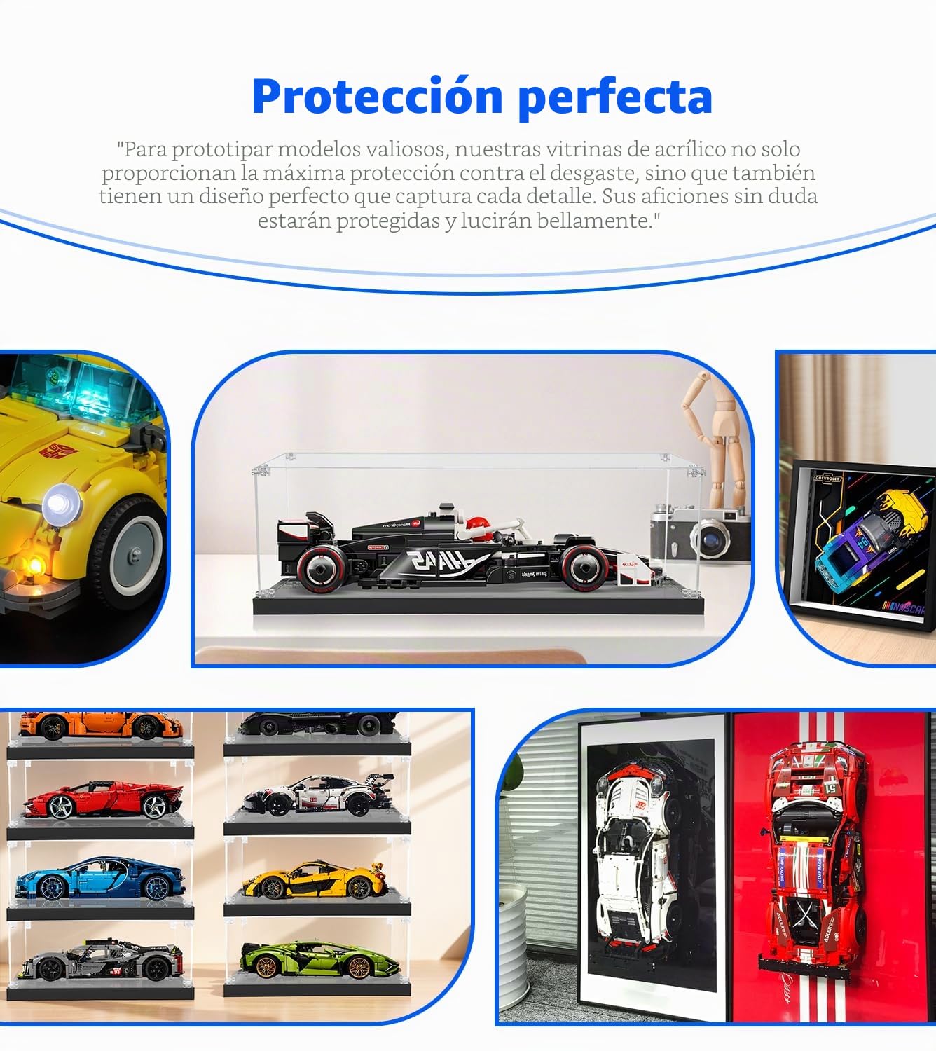 Vitrina acrílica compatible con Lego Speed Champions vitrina 77242,77243,77244,77245,77246,77247,77248,77248,77249,77250,77251, vitrina organizadora 22 x 11 x 8 cm (solo funda de pantalla)