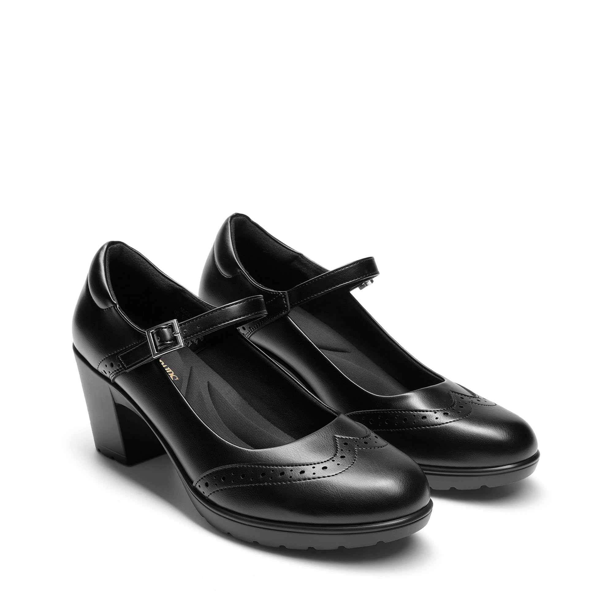 DREAM PAIRS Chaussures Oxford Femme Mary Jane, Escarpins Femme à Talon Épais, Chaussures Habillées Femme à Détails Brogue