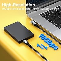 Vista 2 de Cable Fasgear USB-C a USB C de 100W Power Delivery 3 pies 90 grados Tipo C 3.1 Gen 2, cable de sincronización de datos de 10Gbps y carga rápida 5A