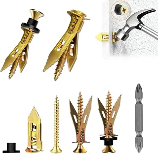 151Pcs Self Drilling Drywall Anchors Kit, 50 Sheetrock Anchors, 50 Screws(M4 X 40MM), 50 Washers & 1 Phillips Bit, No Drill Needed for Wall Decoration, Fixing & Hanging