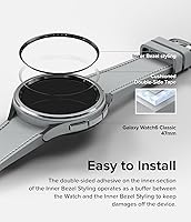 Vista 8 de Ringke Estilo de bisel interior [elegante marco de acero inoxidable] compatible con Samsung Galaxy Watch 6 Classic Case (1.772 pulgadas), protector