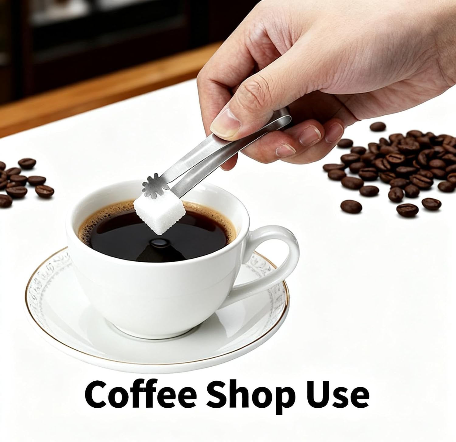 3 PCS 3.5" Mini Metal Ice Tongs – Short Handle Grabber for Sugar, Tea, Tiny Ice Cubes, Ideal for Bar Buckets, Coffee Stations & Mini Serving Tasks