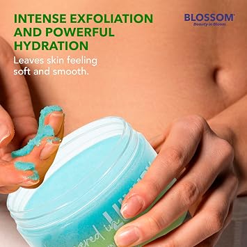 Blossom Layered in Luxury Glowing Scented Lather Foaming Body Sugar Scrub Exfoliating Polish with Skin Brightening Vitamin C, Cruelty Free, 300ml, Peach
