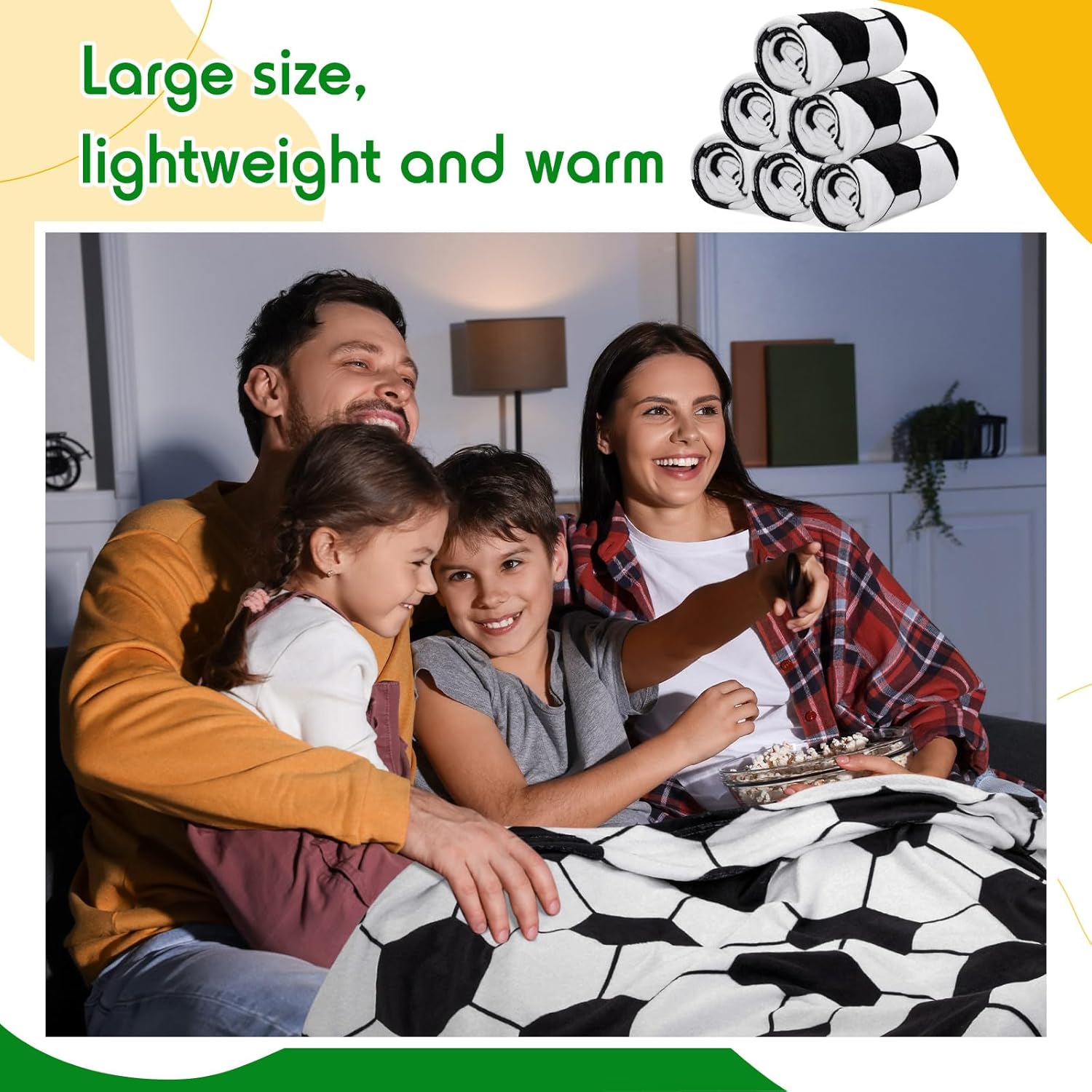 Tranqun 6 Pcs Soccer Throw Blanket Bulk 50 x 60 Inch Cozy Flannel Plush Fleece Sports Throw Blanket Soft Lightweight Bedding Gift for Bed Sofa Couch Bedroom Home Decor