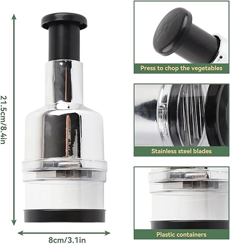 Miniatura 2 de Picador de chef mimado, picador de alimentos de mano, de acero inoxidable, manual de acero inoxidable, picador de verduras a mano, picador de