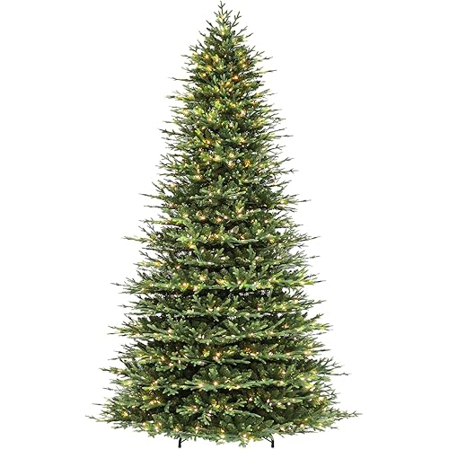 Hykolity 12 ft Prelit Christmas Tree, Artificial Christmas Tree with 850 Warm White Lights, 8109 Branch Tips, Metal Stand and Hinged Branches for Holiday, Decoration