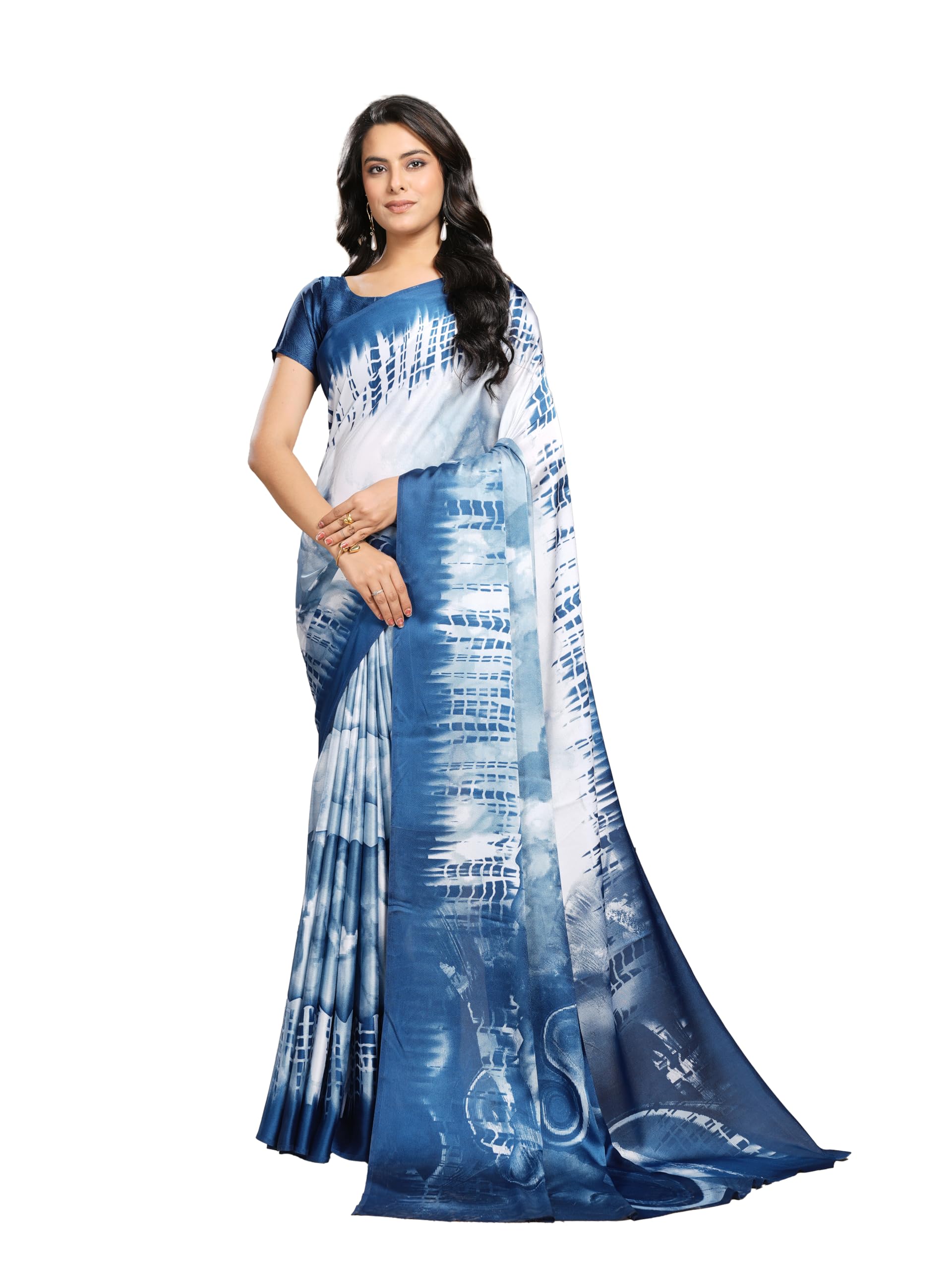Nihon Crepe Satin Saree With Unstiched Blouse Piece-image-21