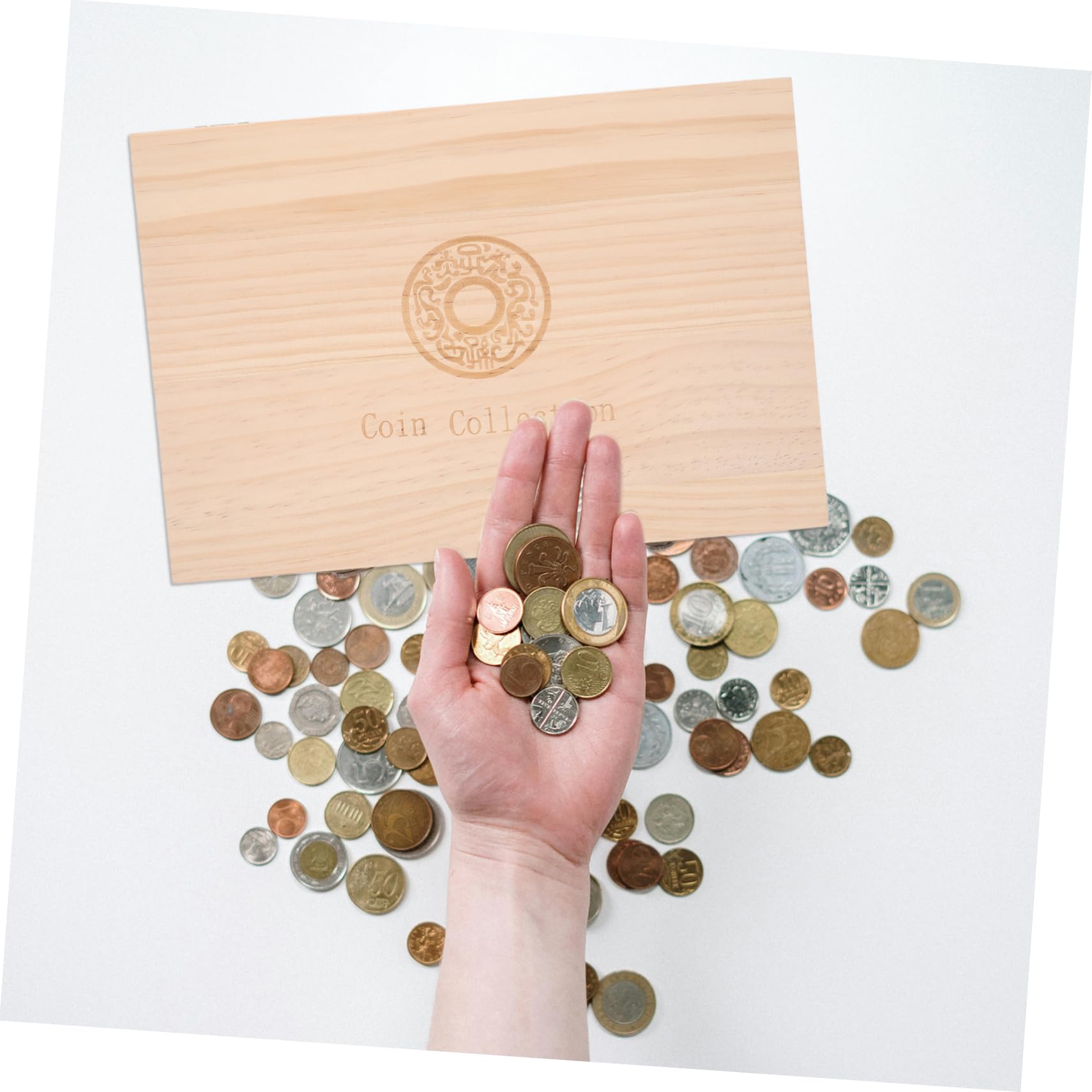 Angoily Caja De Almacenamiento De Monedas De Madera Estuche para Colección De Monedas Estantería