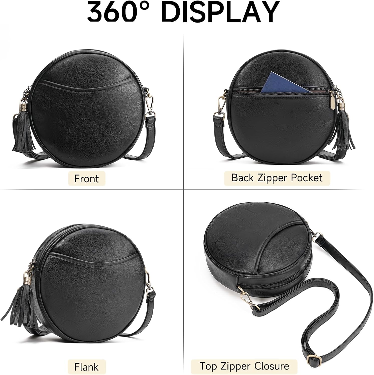 GAEKEAO Crossbody Bag for Women Circle Purse Small Vegan Leather Cross body Shoulder Bag Trendy Designer Round Purses - Image 4