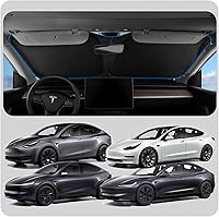 Vista 1 de Spigen Parasol para parabrisas delantero para todos los modelos Tesla Y y 3 Protección de doble capa Accesorios de coche para el modelo Y Juniper