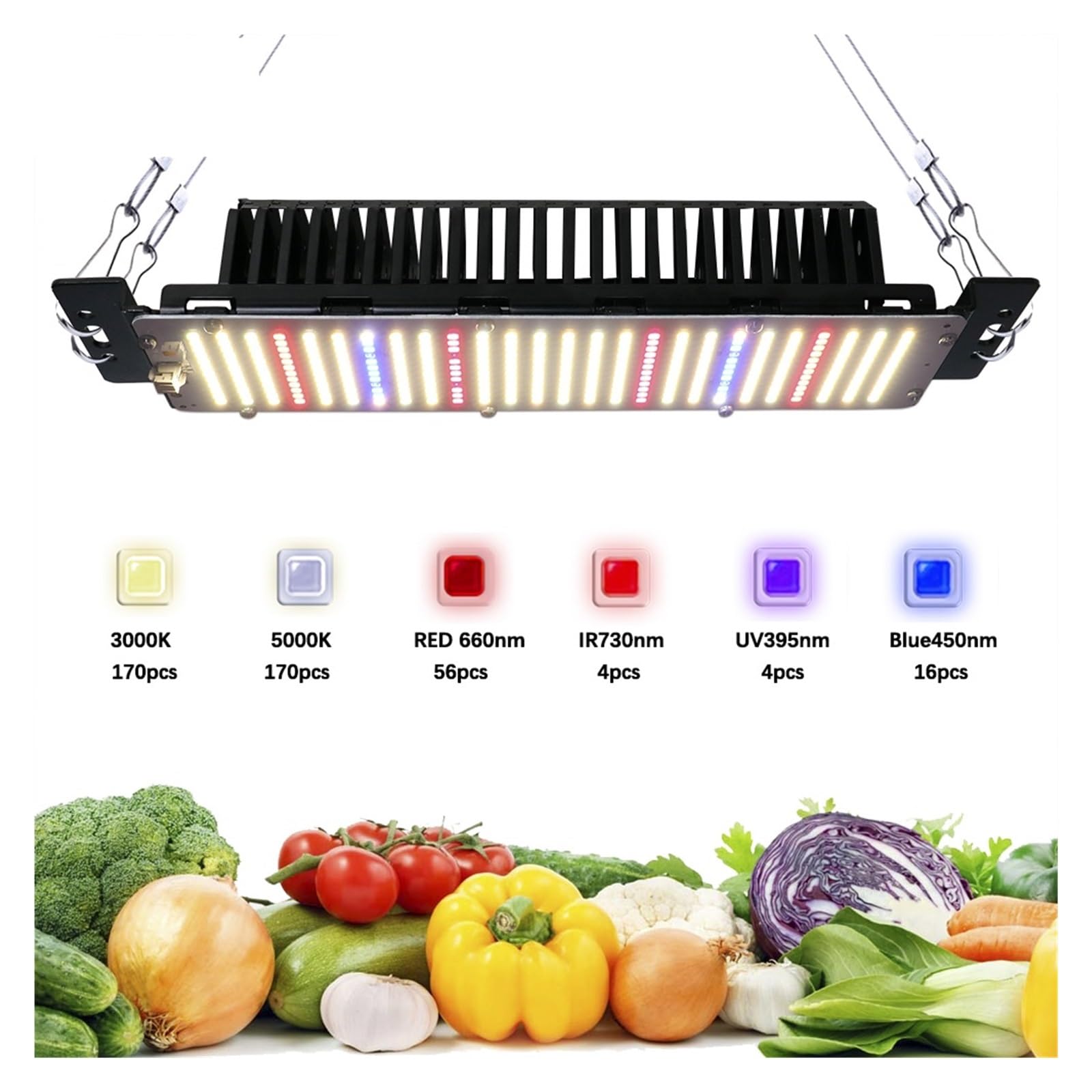 Lámpara de Cultivo, Luz LED de Cultivo de 300W con lámpara de Crecimiento de Plantas de Espectro Completo LM2835 for siembra de Flores de Plantas hidropónicas de Invernadero de Interior
