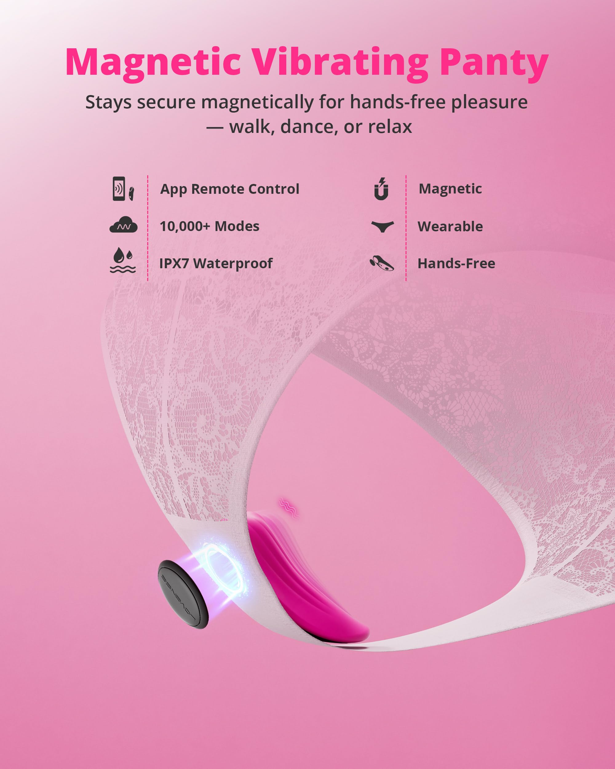 LOVENSE Ferri Vibrating Panties, Magnetic Mini Wearable Clit Vibrator with Remote Control Long Distance for Female Couple Sex Toy & Games Clitoral Stimulator Massager, Discreet, IPX7 Waterproof