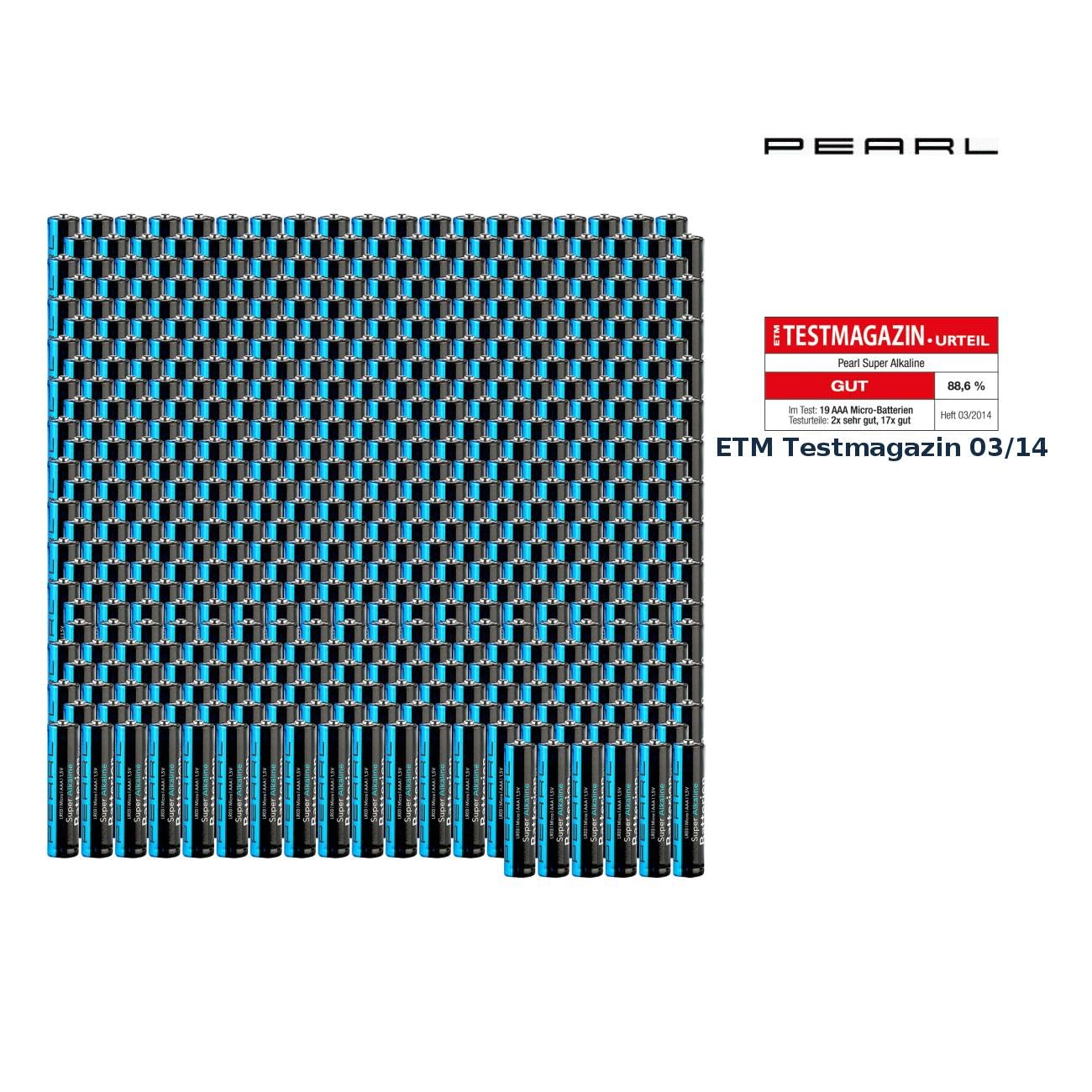 PEARL Batterieen Micro Typ: 500er-Set Super-Alkaline-Batterien Typ AAA/Micro, 1,5 Volt (Radio)