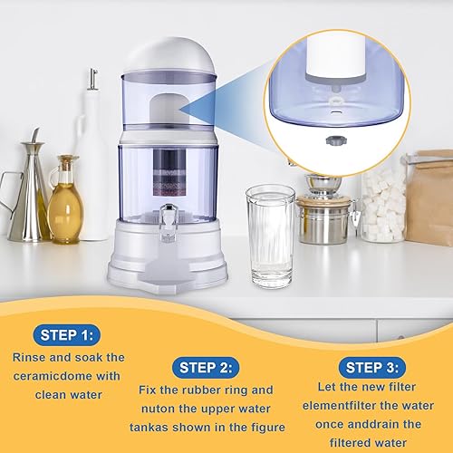 Miniatura 6 de Reemplazo de filtro de agua de cúpula de cerámica de 0.2 a 0.5 micras para sistema de filtro de agua de encimera, paquete de 4