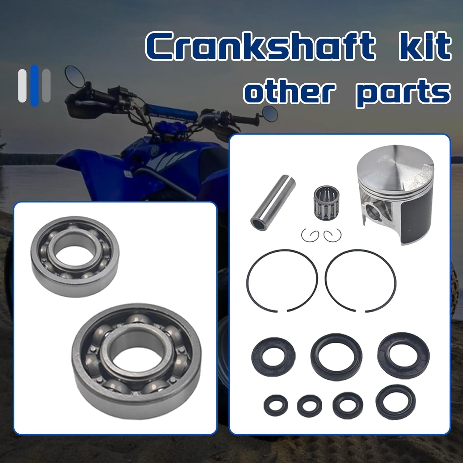 Crankshaft W/Piston Gasket Kit fit for Yamaha Blaster 200 YFS200 1988-2006 Rep 37F-11400-00-00 93306-30556-00 2XJ-11631-01-97