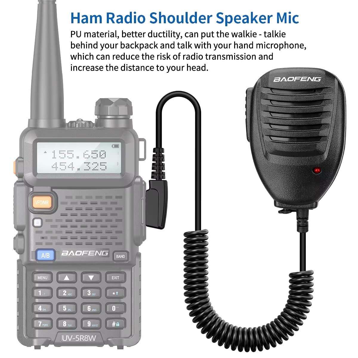 Microfono Altoparlante per Walkie Talkie Compatibile BaoFeng UV-5R BF-F8HP GT-3 BF-888s