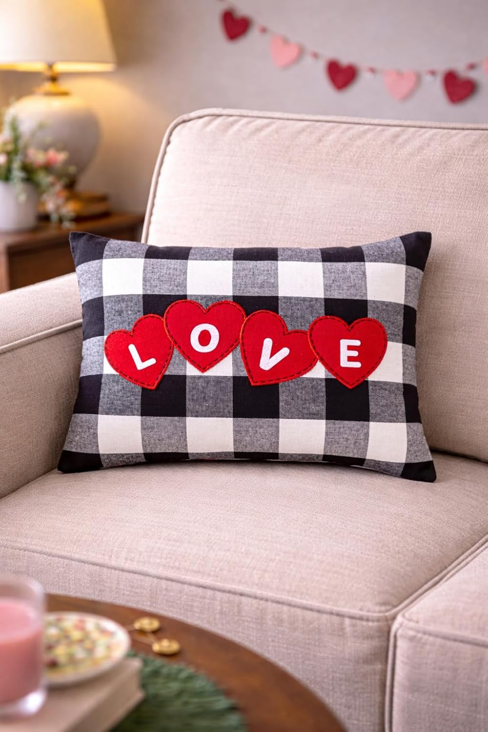C&F Home "Love Hearts Franklin Small Petite Mini Valentine's Day Accent Pillow 12" x 16" VDAY Romantic Love Home Living Room Chair Couch Sofa Bedroom Bed Decor Decoration 12" x 16" Black