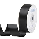 QIANF 1 Inch Double Face Satin Ribbon Black Ribbon for Gift Wrapping Hair Bows Making Chair Sash Valentine\'s Day Wedding Birthday Party Invitation Decorations Floral Craft Sewing, 25 Yards