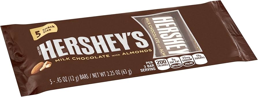 Amazon.com: Hershey's Milk Chocolate with Almonds Snack Size Amazon.com: Hershey's Milk Chocolate with Almonds Snack Size