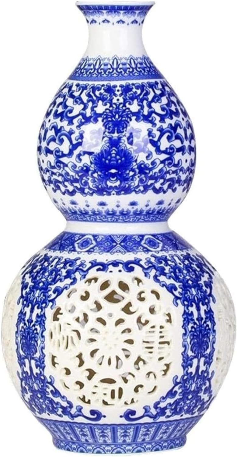 Vase en céramique bleue pour fleurs fraîches et séchées