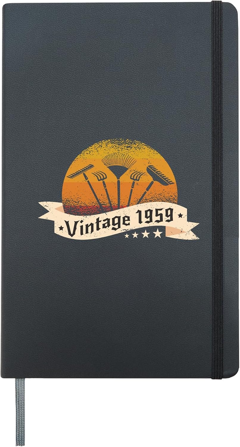 Garden Vintage born 1959 Birthday Gardening-tools Gardener Hardcover Journal, Black