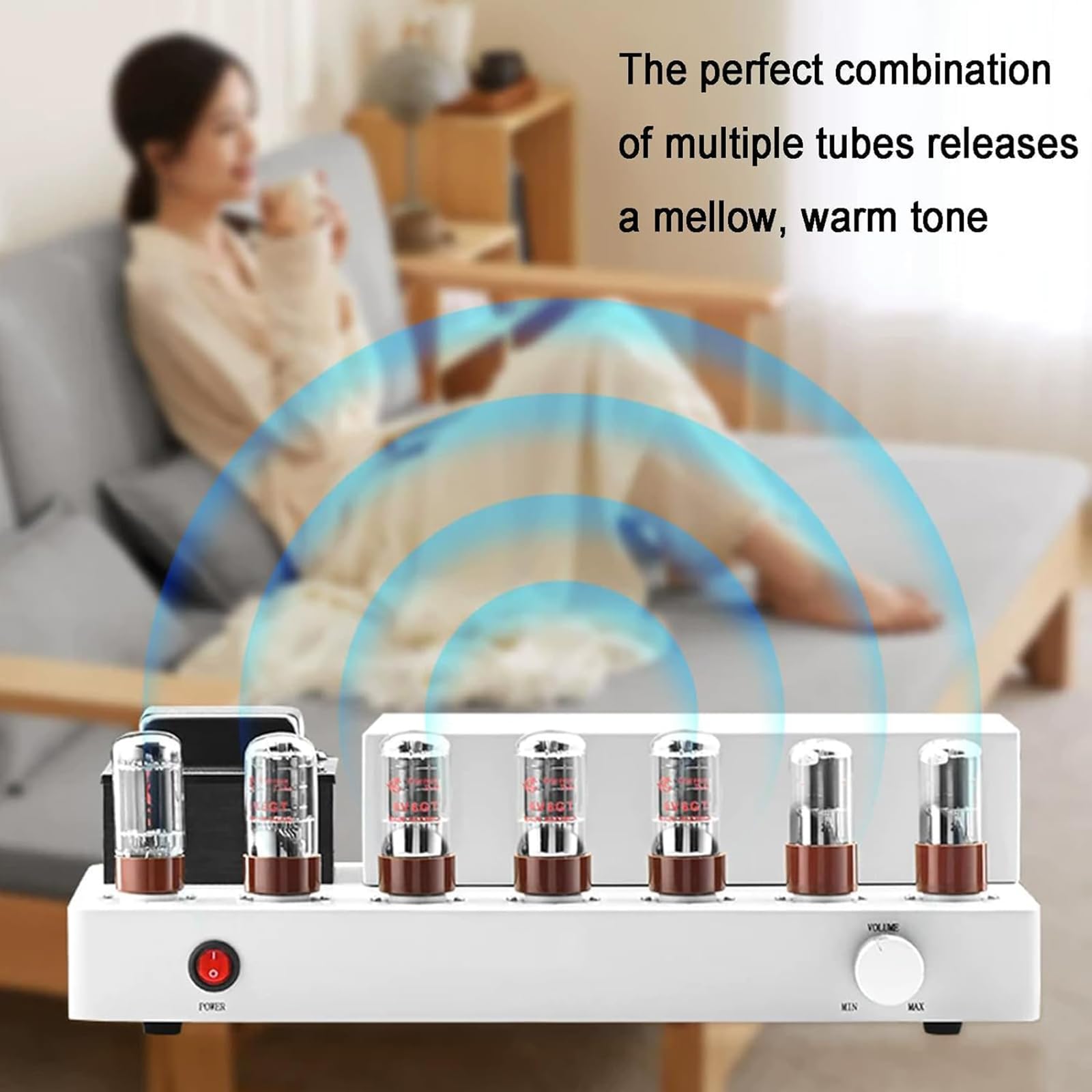 Amplificatore Valvolare Push-Pull, Amplificatore Valvolare Stereo Hi-Fi Integrato, con Bluetooth 5.0, Risposta in Frequenza 20 Hz-20 Khz, per Audio Domestico, Diffusori Stereo Ad Alta fedeltà