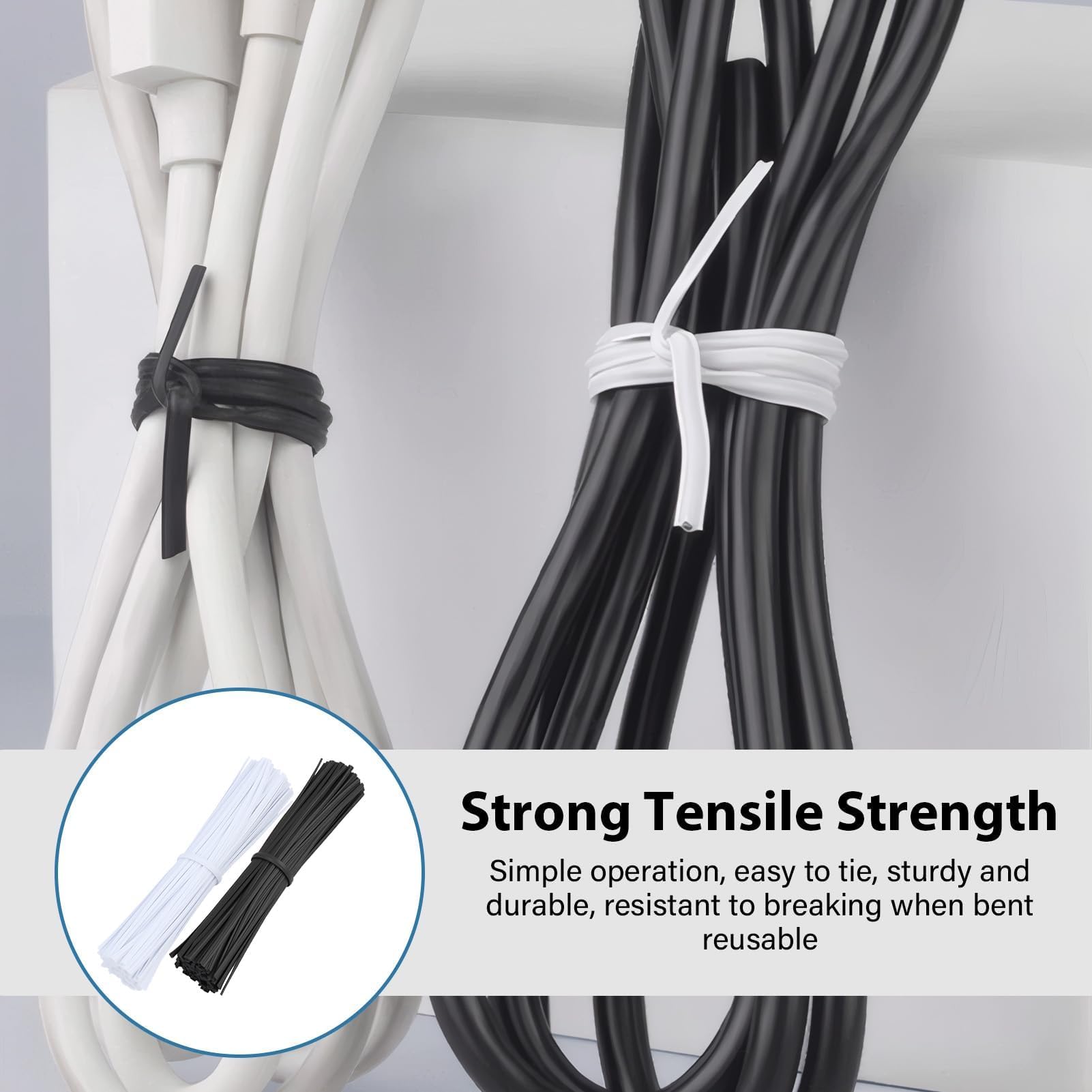 Cable Ties, opaski kablowe, opaski kablowe wielokrotnego użytku, 200 sztuk, drut żelazny powlekany tworzywem sztucznym, wszechstronne zastosowanie opaski kablowe do wiązania, mocowania i