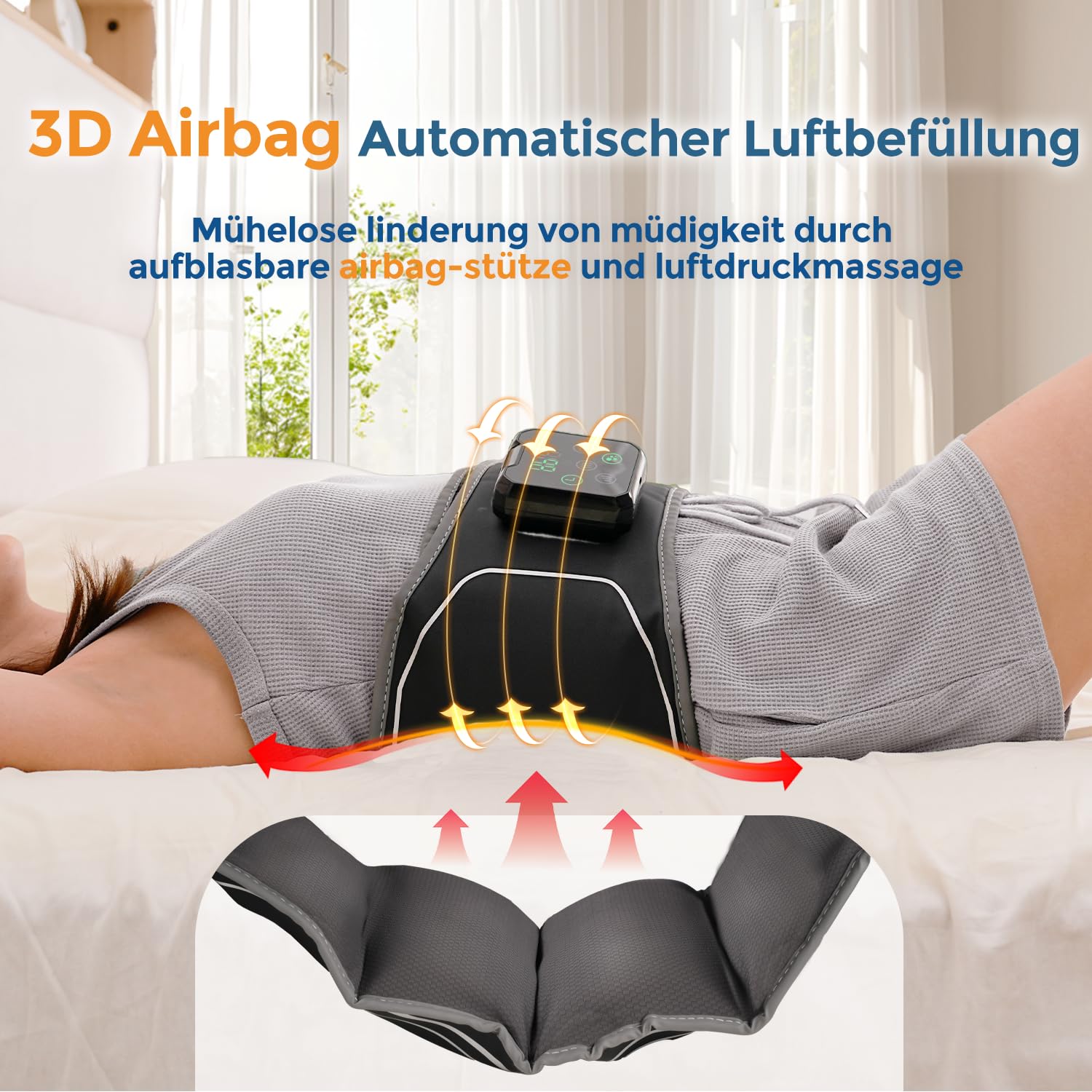 Wärmegürtel Rücken mit 3D-Airbag-Massagegerät, Kabelloses Heizkissen mit Abschaltautomatik, 4 Wärmestufen & 5 Vibrationmoden, Elektrisches Wärmegürtel Geschenke für Männer, Frauen Heating Pad for Back