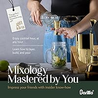Vista 4 de Barillio Gold Bartender Kit – Juego de coctelera de acero inoxidable con soporte de bambú – Herramientas de barra de mixología con coctelera