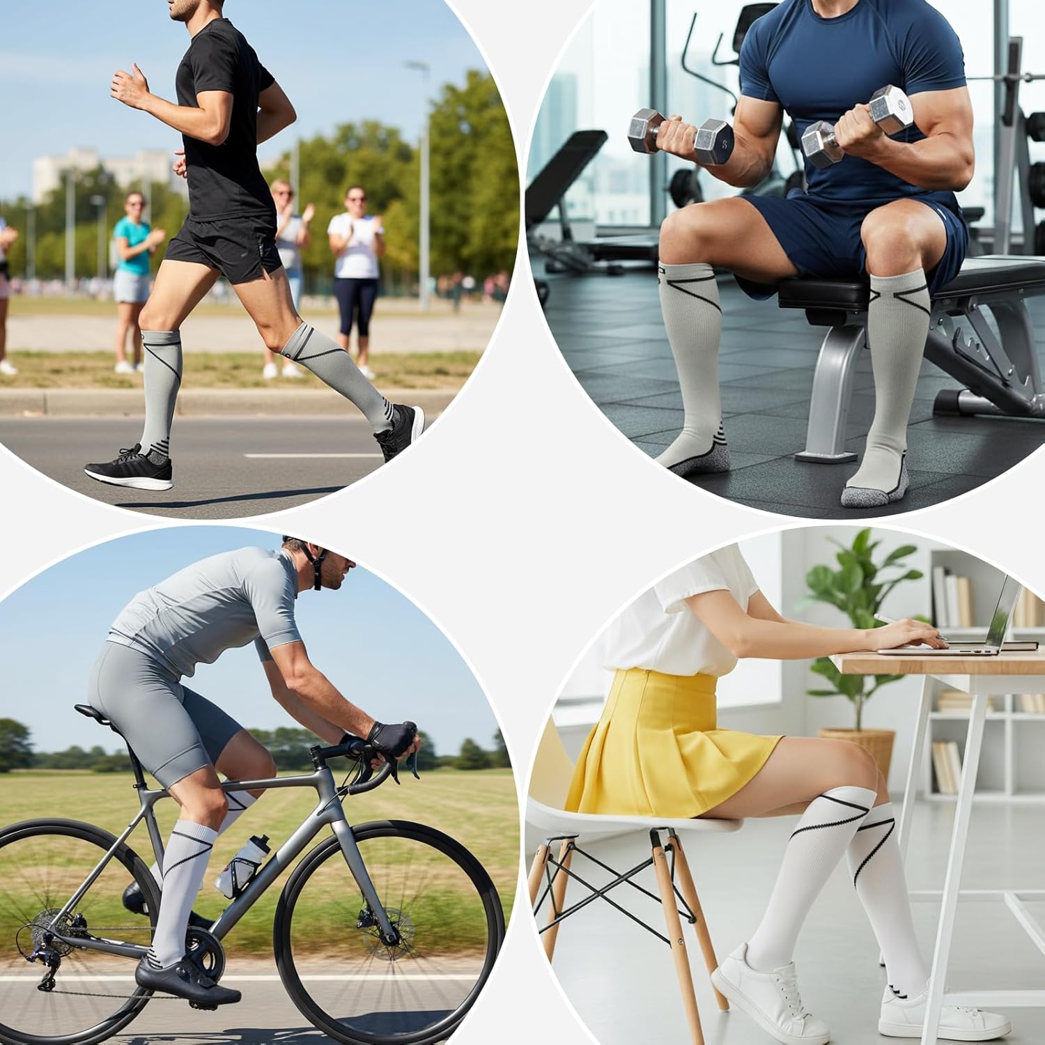 fenglaoda 8 Pairs Compression Socks for Men & Women 20-30 mmHg Knee High Nurse Pregnant Running Medical and Travel Athletic