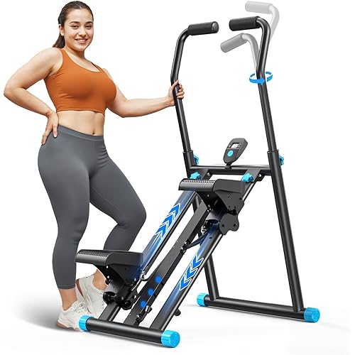 MERACH Stair Stepper Pro-3-Level Resistance Stairmaster, Upgrade High-Efficiency Stairmaster for Home Gym Exercise, Compact Folding Cardio Stair Climber with Adjustable Pedal