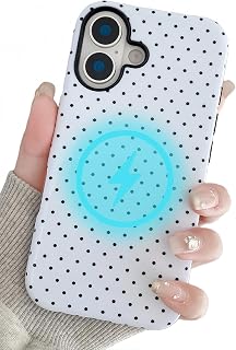 for iPhone 16 Case for Magsafe Polka Dots Phone Case White