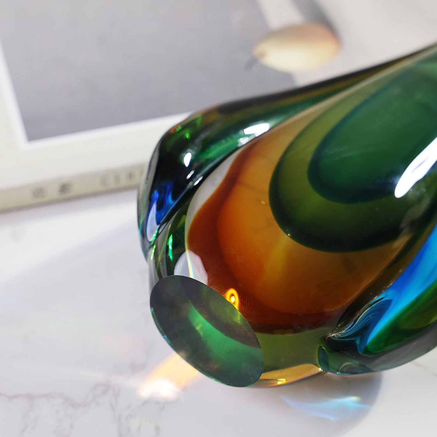 YAOYUAN Handmade Murano Glass Sculpture for Home Decor,18.11in Height (Sculpture Extra Large)