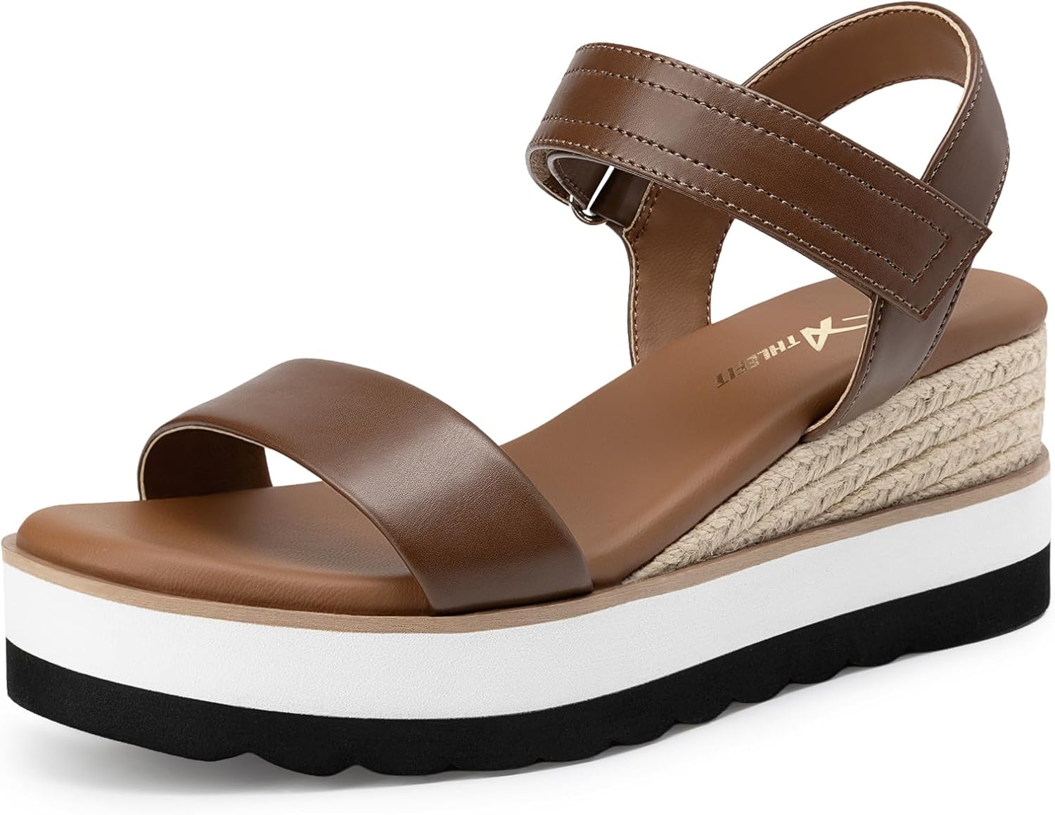 Athlefit Espadrille Wedge Sandals for Women, Open Toe Ankle Strap Low Wedge Heel Platform Sandals for Summer