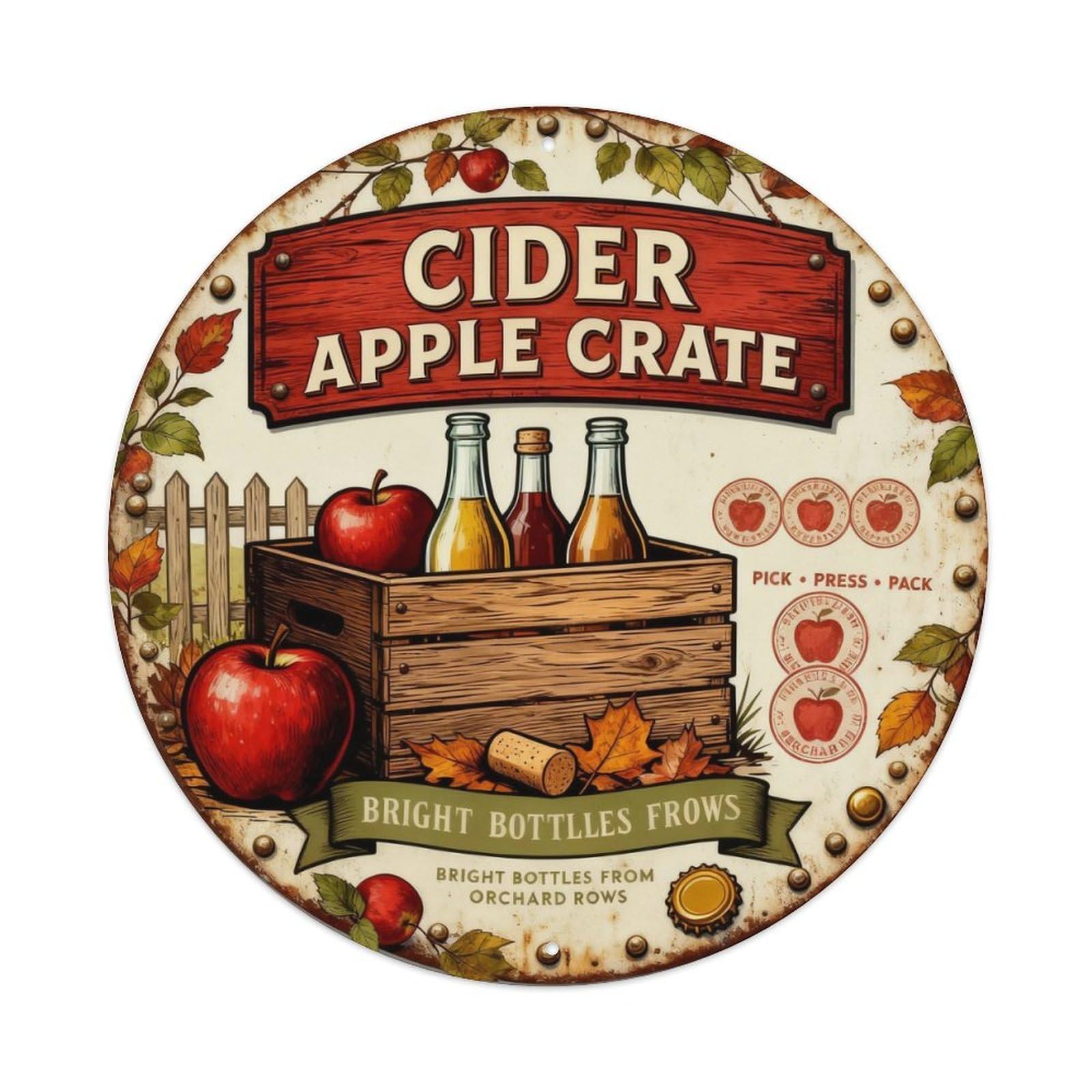 Cider Apple Crate Sign Metal Tin Sign Plaque