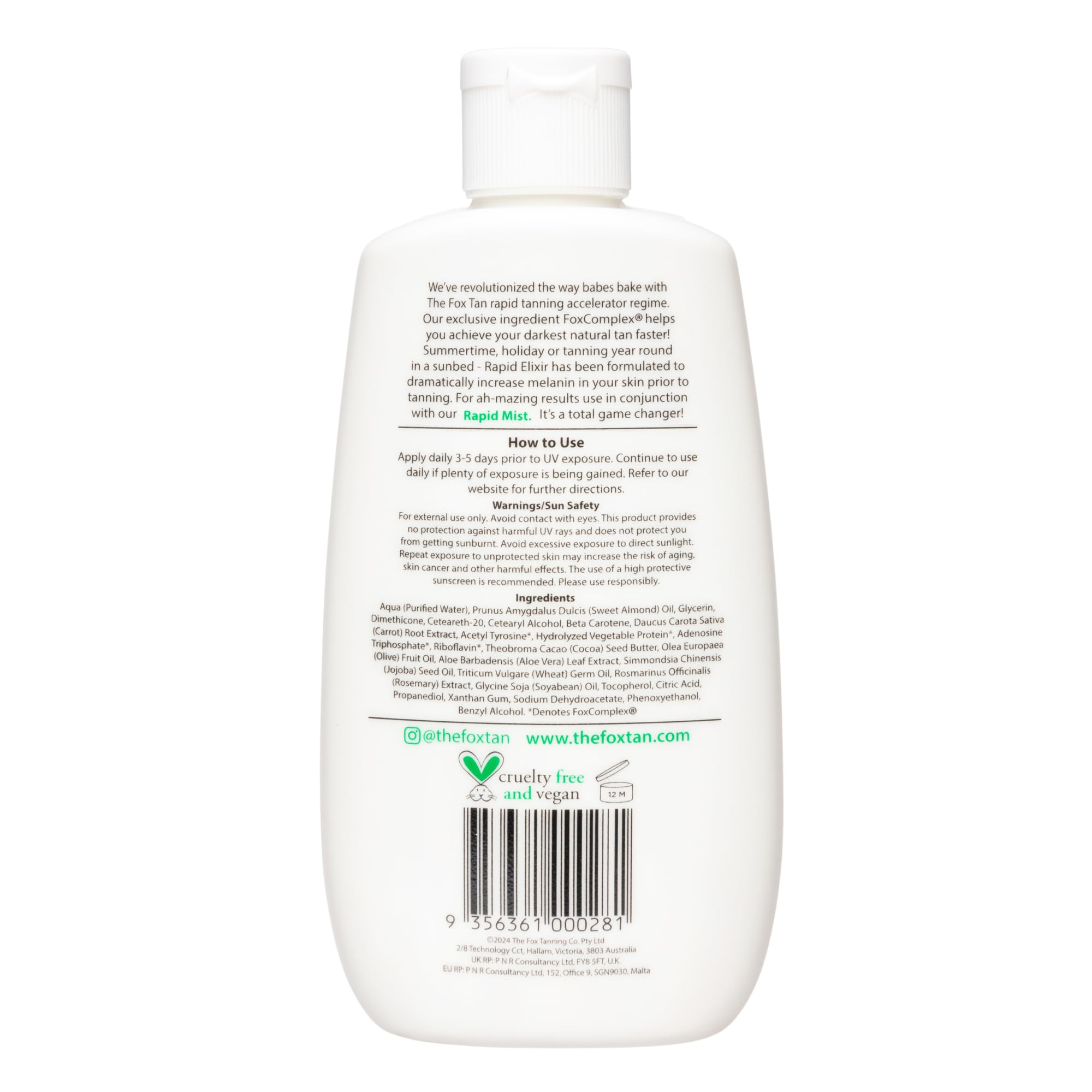 The Fox Tan - Fragrance Free Rapid Tanning Mist - Acceleratore abbronzante senza profumo e autoabbronzante, spray abbronzante per viso e corpo, per sole e solarium, 120 ml