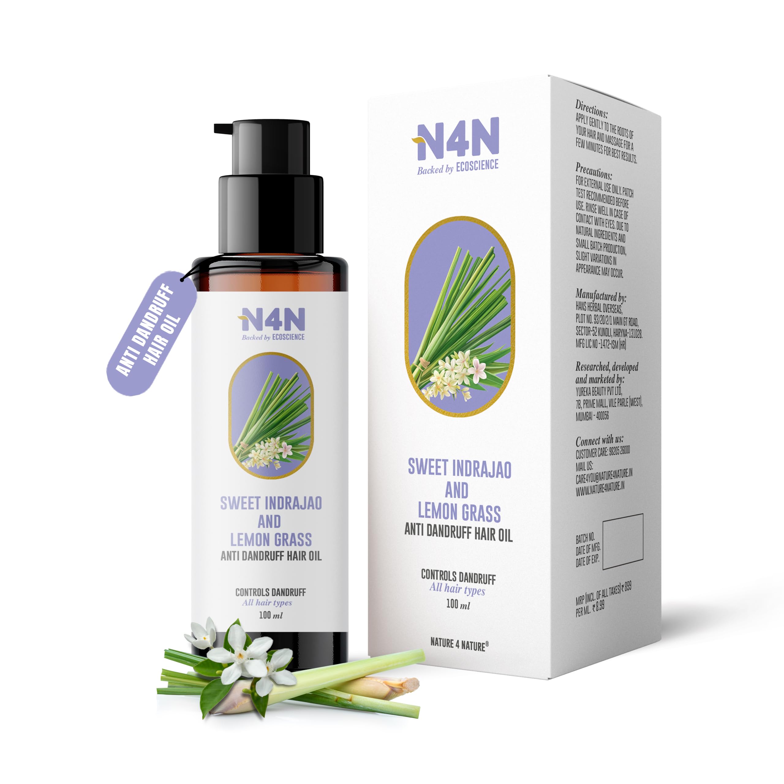 N4N Scalp nourishing Anti-Dandruff Hair Oil | Non Sticky Hair Oil | Removes Dandruff | Provides Scalp Nourishment| | For Men & Women| Scalp Nourishment | 100 Ml
