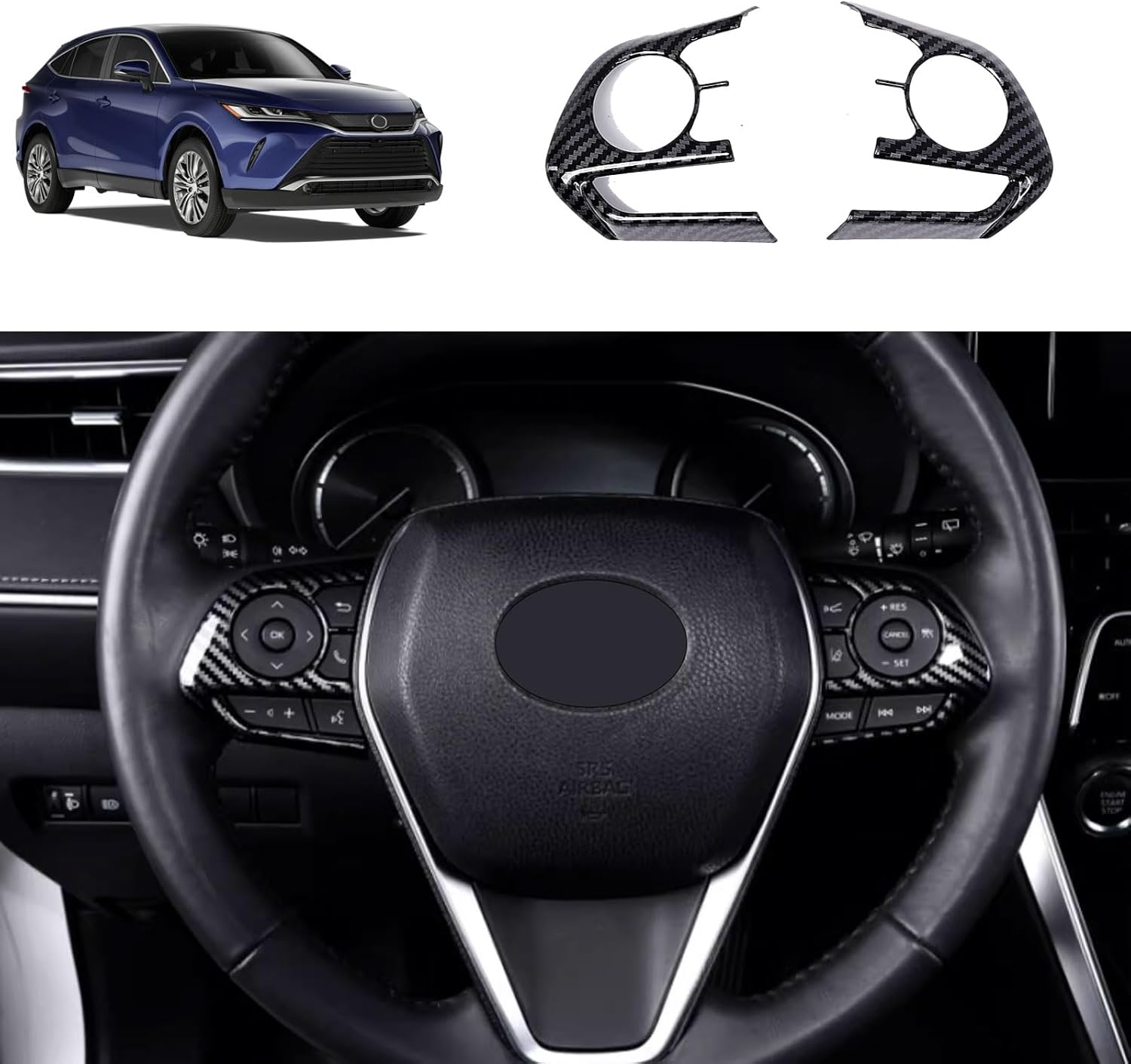 U Shape Button Cover Surround Frame Cover Compatible with Toyota Venza 2021 2022 2023 Inner Bottom Trims Interior Car Accessories ABS 1PC(Peach Wood Style)