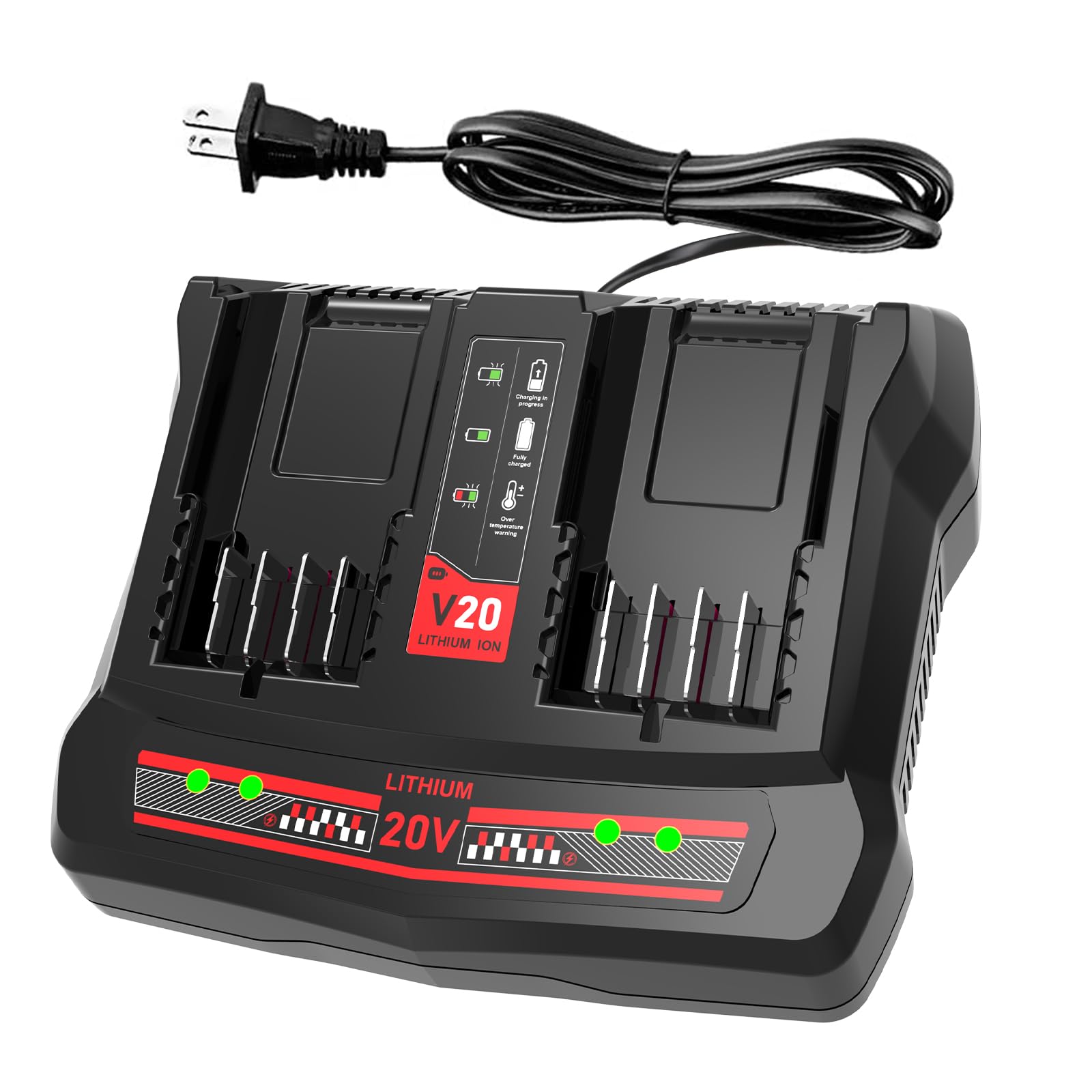 CMCB124 Dual Port V20 Charger for Craftsman V20 Battery CMCB202 CMCB204 CMCB205 Replacement for Craftsman 20V Battery Charger